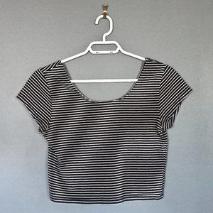 Black and White Striped Crop Top